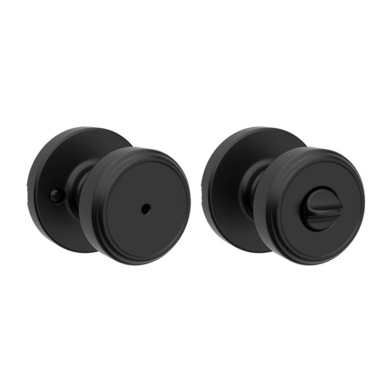 Kwikset Maven Interior Privacy Door Knob with Lock, Round Door Handle for Bathroom and Bedroom, Matte Black Keyless Turn Lock Doorknob, with Microban Protection 1 Pack