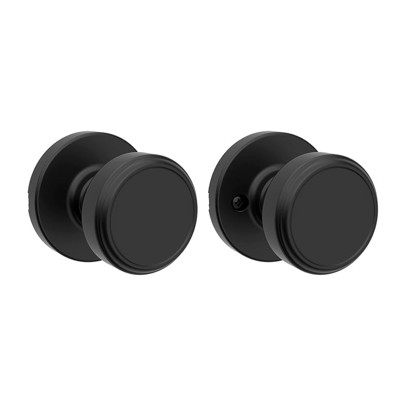 Kwikset Maven Interior Passage Door Knob, Handle for Closet and Hallway Doors, Round Non-Locking Doorknob in Matte Black, with Microban Protection 1 Pack