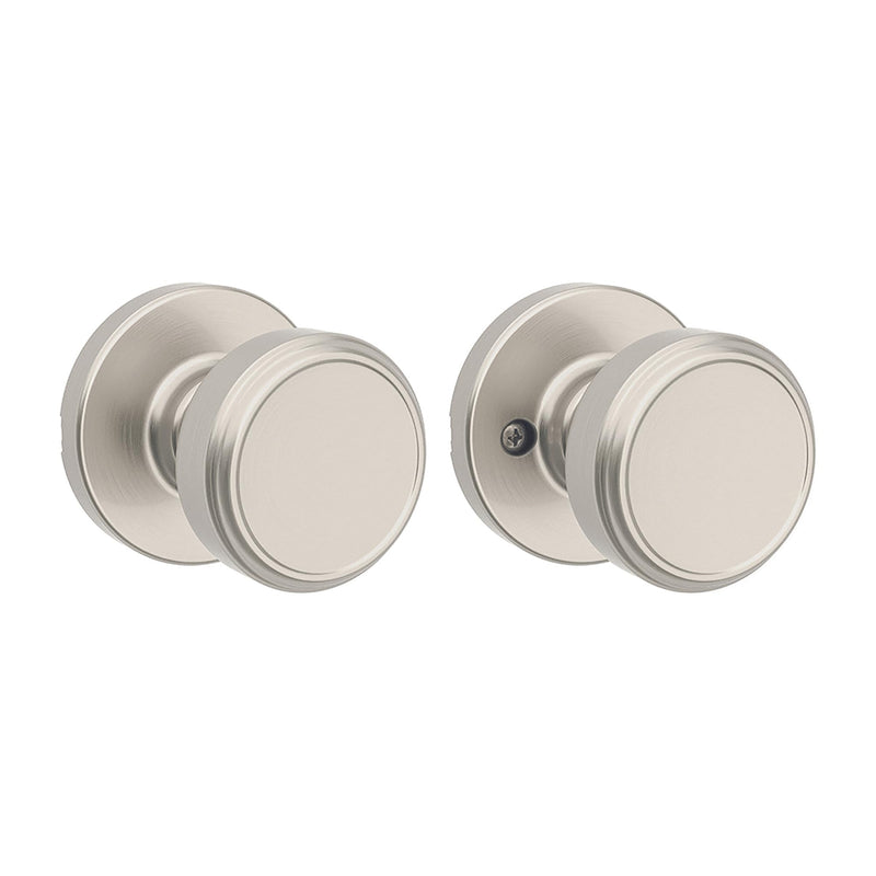 Kwikset Maven Interior Passage Door Knob, Handle for Closet and Hallway Doors, Round Non-Locking Doorknob in Satin Nickel, with Microban Protection