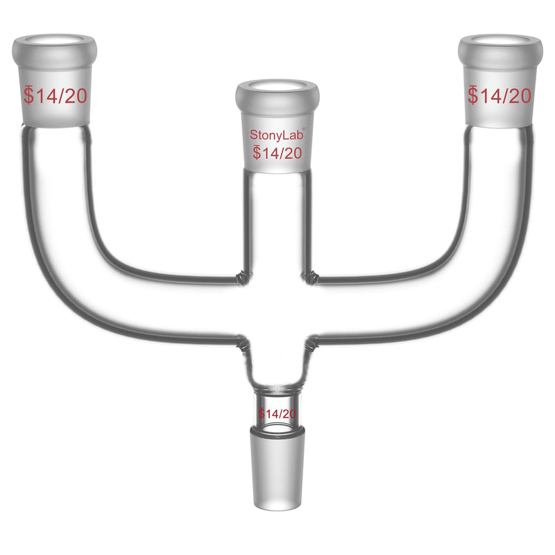 stonylab 4 Way Claisen Adapter, Distillation Borosilicate Glass Adapter with 14/20 Joints Connecting Adapter Lab Glassware 14/20 Joint