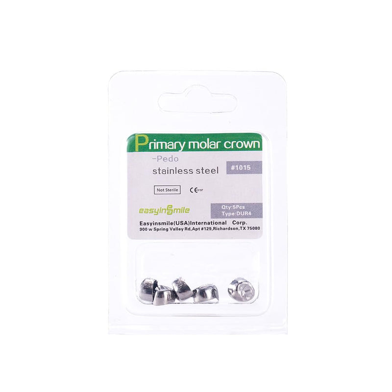 Dental Molar Metal Crowns Stainless Steel Chewing Function Dental Primary Metal Crowns Pack of 5(DUR4) DUR4