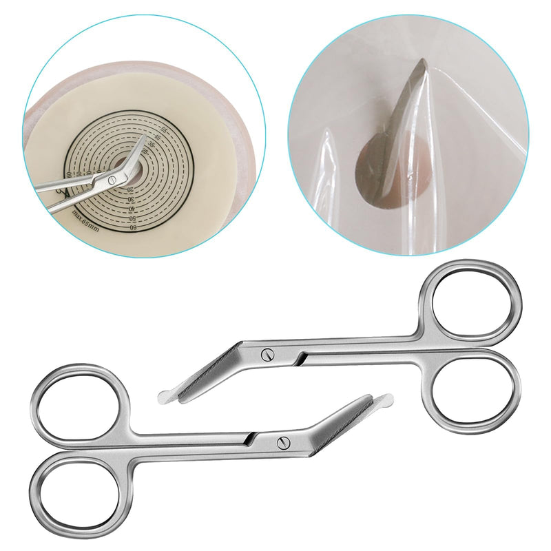 2-Piece Ostomy Scissors, Ostomy Supplies for Ostomy Care, Colostomy, Urothrostomy.Ileostomy Stainless Steel Scissors for Doctors and Home Care, 4.3 X 2.1 Inch, Curved (2Pcs Silver) 2pcs Silver