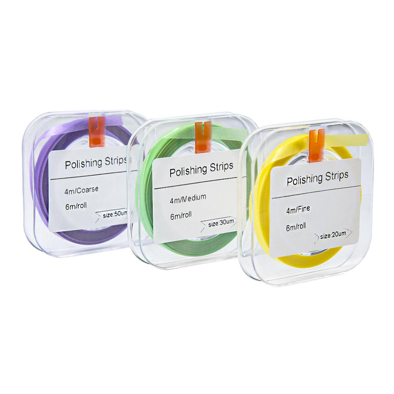 Dental Polishing Strips Grinding Strip Polisher Dental Sandpaper Oral Care Kits Teeth Cleaning Tool Tooth Polish Abrasive Strip 3 Rolls（Fine Coarse Medium 3 Colors）