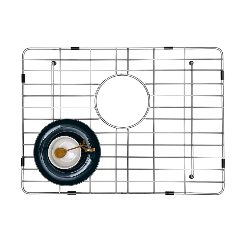 Stainless Kitchen Sink Protector - 23" x 14" with Rear Drain 23‘’x14‘’ Brushed