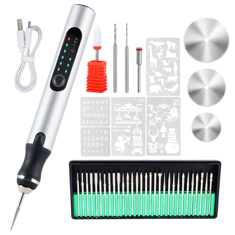 Hgrotp Engraving Pen for Metal Wood Glass Plastic, Cordless, Rechargeable, Engraving Tool Kit DIY Craft Gifts for Teens Adults Beginner