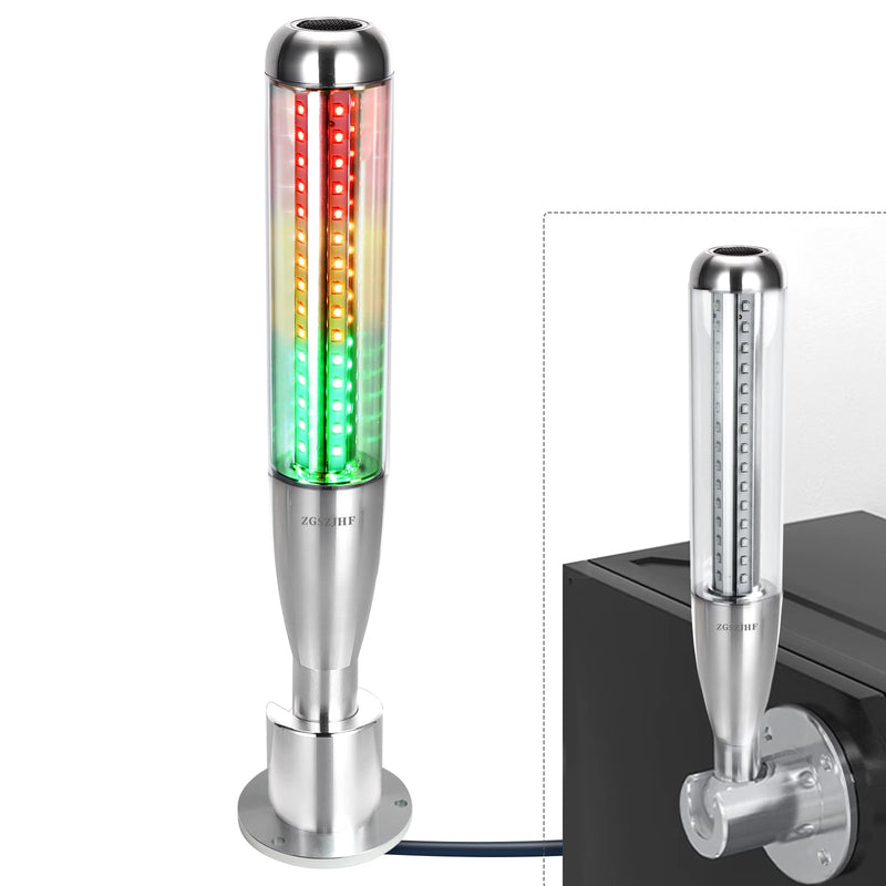 Metal Tower Light 3 Layer Industrial LED Warning Lights, 24VDC Light, Column Signal Baseball Tower Indicator Lamp Beacon, Continuous Light with Buzzer Red and Green Yellow