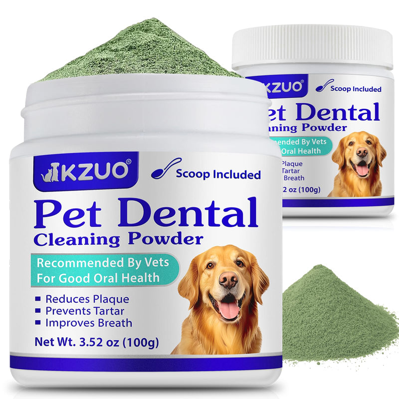 Dog Teeth Cleaning Powder - Dog Dental Powder - Dog Breath Freshener - Targets Tartar & Reduces Plaque & Bad Breath - Teeth Cleaning Made Easy Eliminate - for Small, Medium, Large Dogs (2PCS) - PawsPlanet Australia