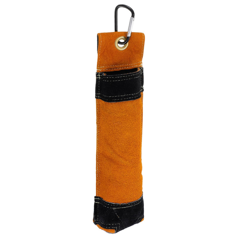 HARFINGTON Welding Rod Holder Thickened Leather Pouch 9x35cm with Clip Waist Bag for Welding Rod Storage, Toolkit, Arc Welding Rods, Brown