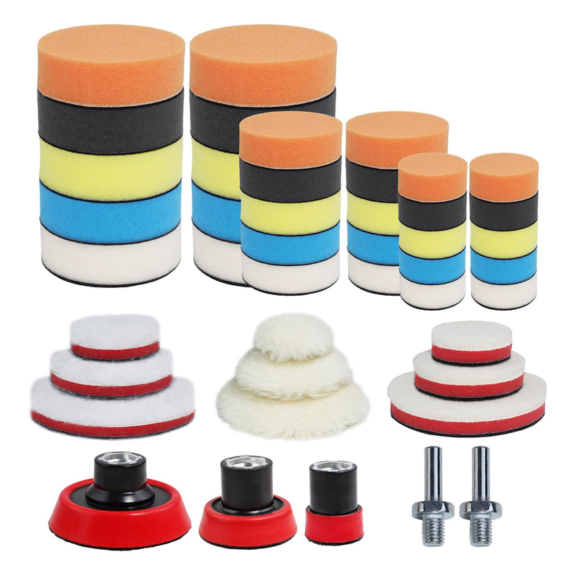 Car Foam Polishing Buffing Kit, Polishing Buffing Pads, Wool Pads, Polishing & Buffing Wheels,for Headlights & Body Foam Wax & Buffer Kits (44) 44