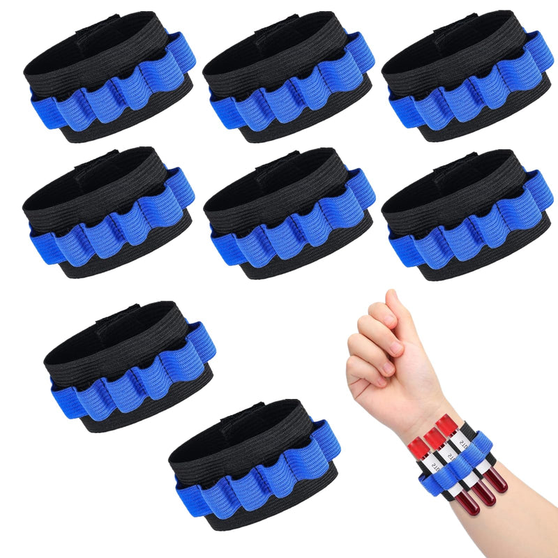 8 PCS Phlebotomy Tube Holder Wristband Professional Blood Tube Holder Wristband Set Blood Draw Tube Bracelet Strap for Phlebotomist Accessories(Blue,8 Phlebotomy Tubes)
