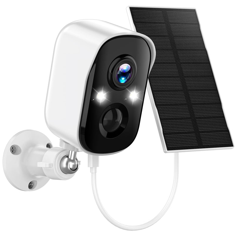 Security Cameras Wireless Outdoor, 2K Battery Powered Color Night Vision Camera, PIR Motion Detection, IP66 Waterproof, Cloud Storage/Mic-SD, Instant Alert, 2.4GHz WiFi, Solar Camera for Home White pack of 1