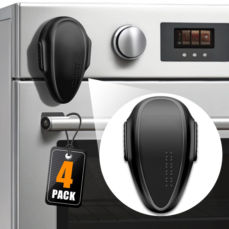 Oven Lock Child Safety (4 Pack), Cabinet Locks Baby Proofing, Baby and Child Proof Locks for Drawer Oven Stove Door, Easy to Install, No Tools Need, Upgrade Heat-Resistant Material - Black