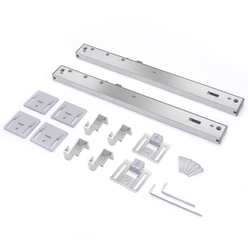 2PCS Stainless Steel Barn Door Soft Close Mechanism, Upgraded Universal Weight Compatibility Support Door up to 160lbs, Effortless Opening Closing Hole-Free Hardware for Flat Track, Silver