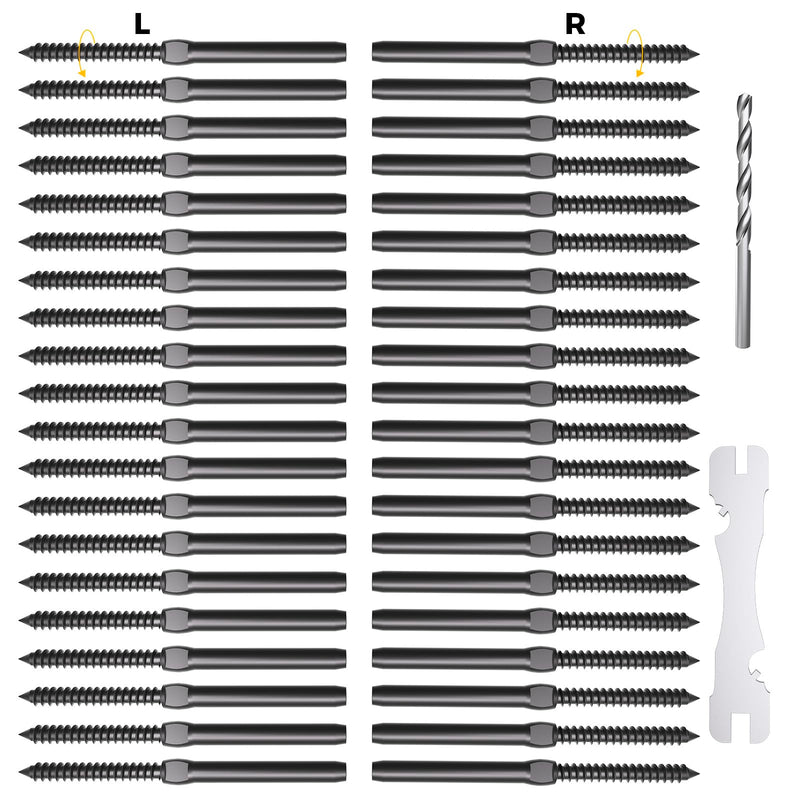 WAYSKA 40 Pack 3/16" Black Stainless Steel Cable Railing kit for Wood Post