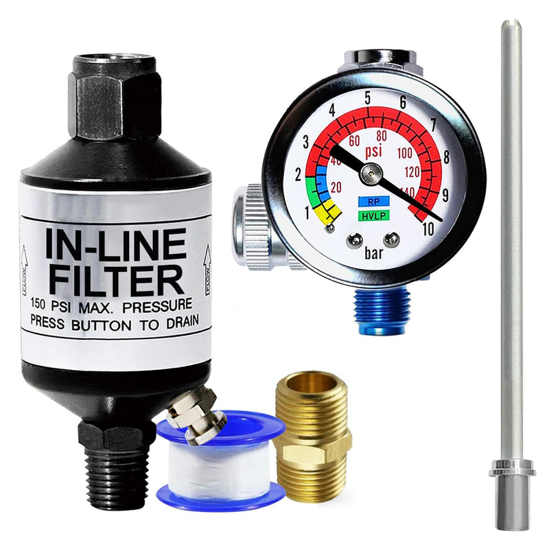 Le Lematec Sand Blaster + Water Separator + Air Regulator Combo for Precision Blasting & Air Control Lont Tip + AI303-C1 + AR-01)