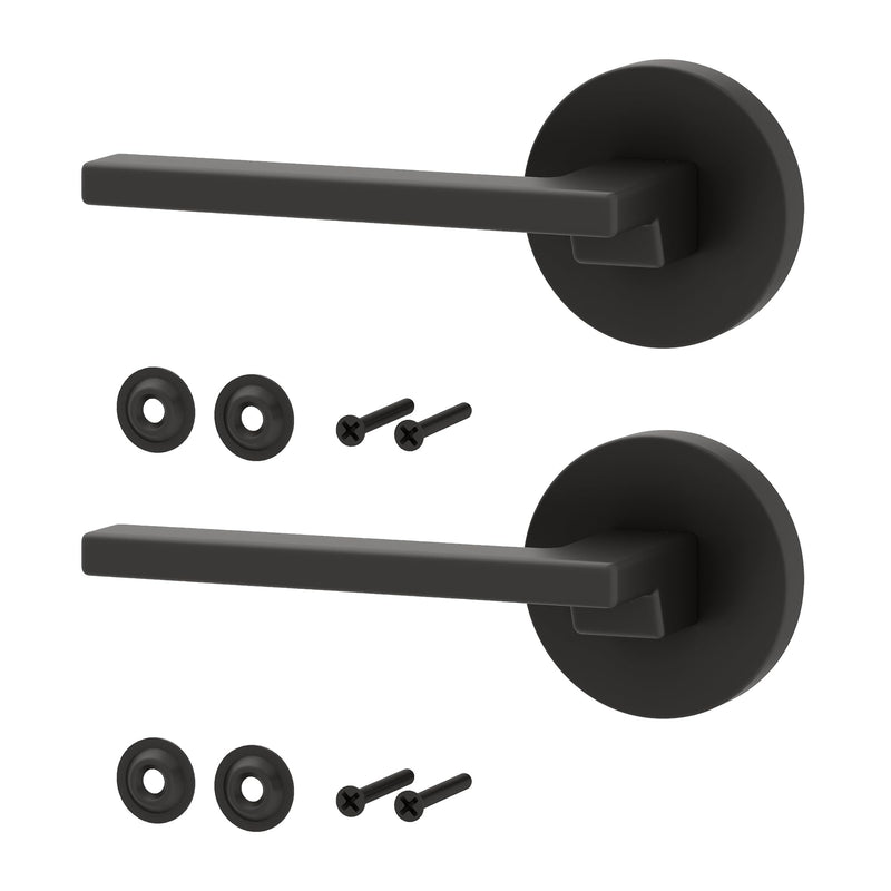 Okun Dune Dummy Door Handle – 2 Pack, Left-Handed, Non-Turning Lever for Closet, Pantry, or Hallway Doors – Matte Black Finish