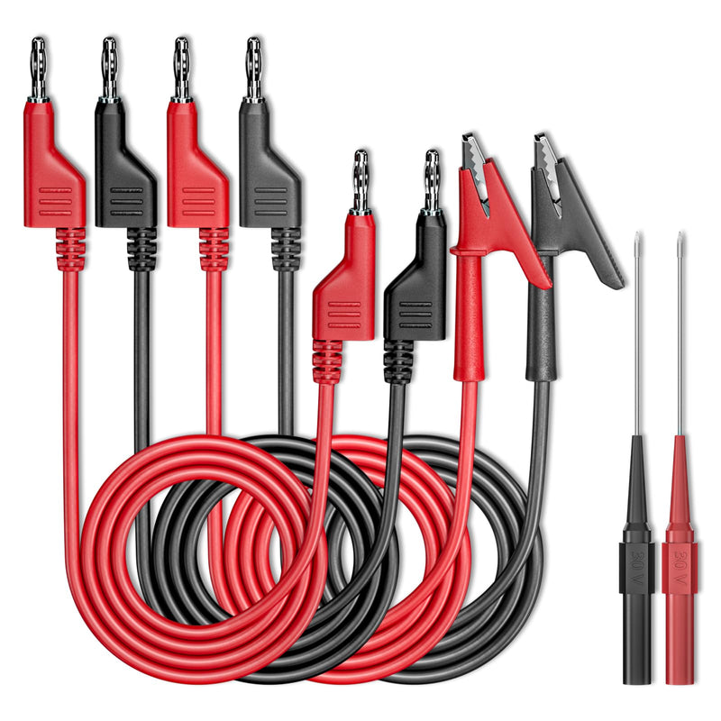 Goupchn Test Leads Kit Alligator Clips Electrical Cable 4mm Banana Plug to Banana Plug Test Wires with Wire Piercing Probes 6PCS for Multimeter Electrical Testing Red&Balck