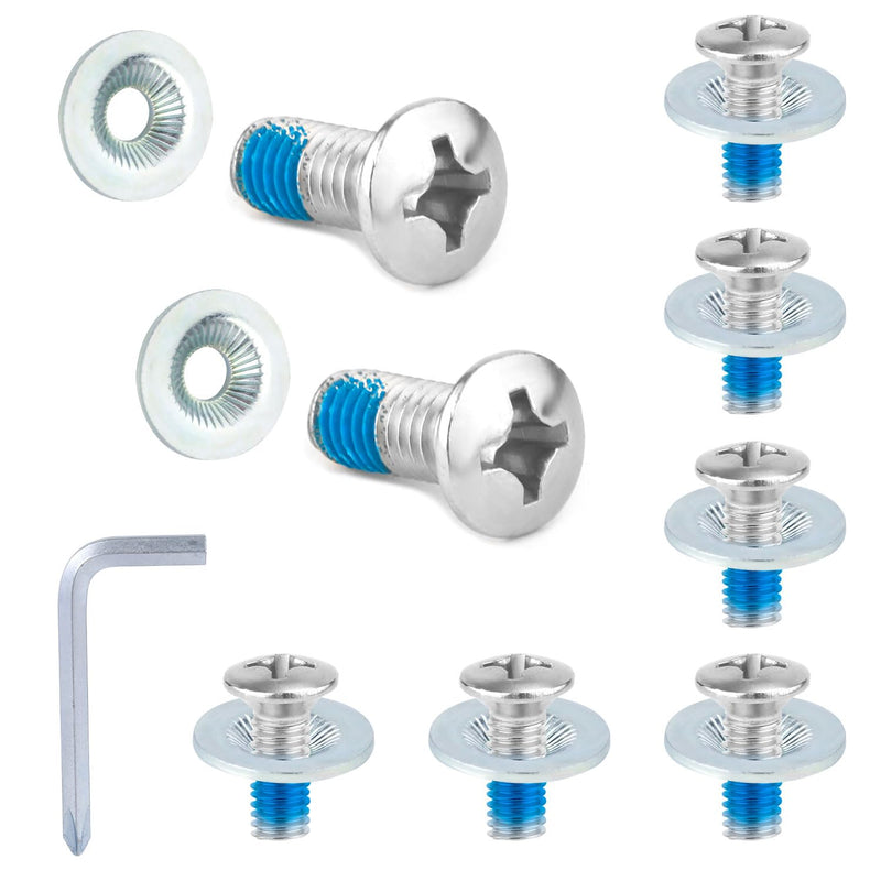 16pcs Snowboard Binding Screw Set, Including Stainless Steel Ski Mounting Screws & Anti-Slip Washers with Screwdriver for Snowboard Binding Accessories 16