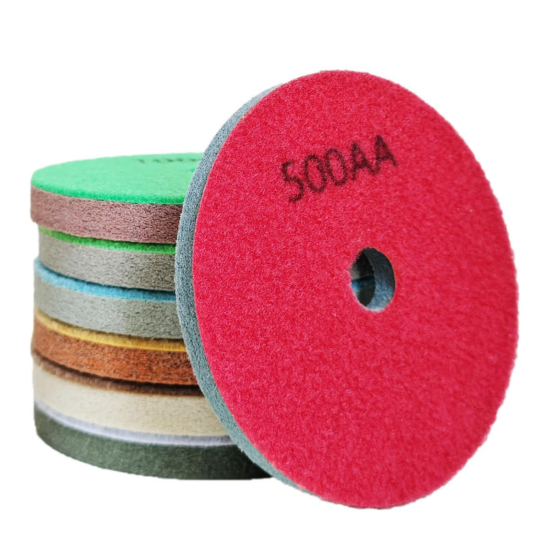 7" 7PCS Diamond Sponge Fiber Polishing Pad 300-10000 Grit - Polishing Tile Stone Marble Concrete Clean Wet Use Buffing Pad(7pcs,7 Inches)