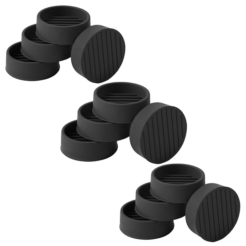 1.5x1.5 Round Rubber Furniture Caster Cups, Anti-Sliding Furniture Pads Bed Stopper Floor Protectors with Grip - Protect Any Flooring 1.5"x1.5" 12 Pcs Black