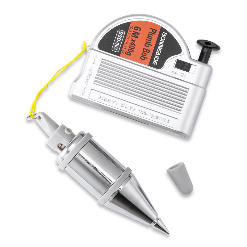 Retractable Plumb Bob Tool for Construction Industry Assignments, 14 oz(400g) Magnetic Plumb Bobs with 19 ft, Can Automatically Stretch the Line & Quickly Stabilize