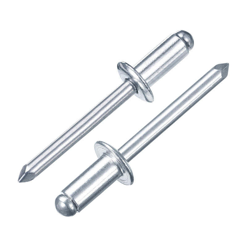 uxcell 50Pcs 1/4" x1/2" Aluminum Blind Rivets, Aluminum Grip and Steel Mandrel, Dome Head Long Split Rivets for Metal, Furniture, Automotive, Silver 1/4"x1/2" 50