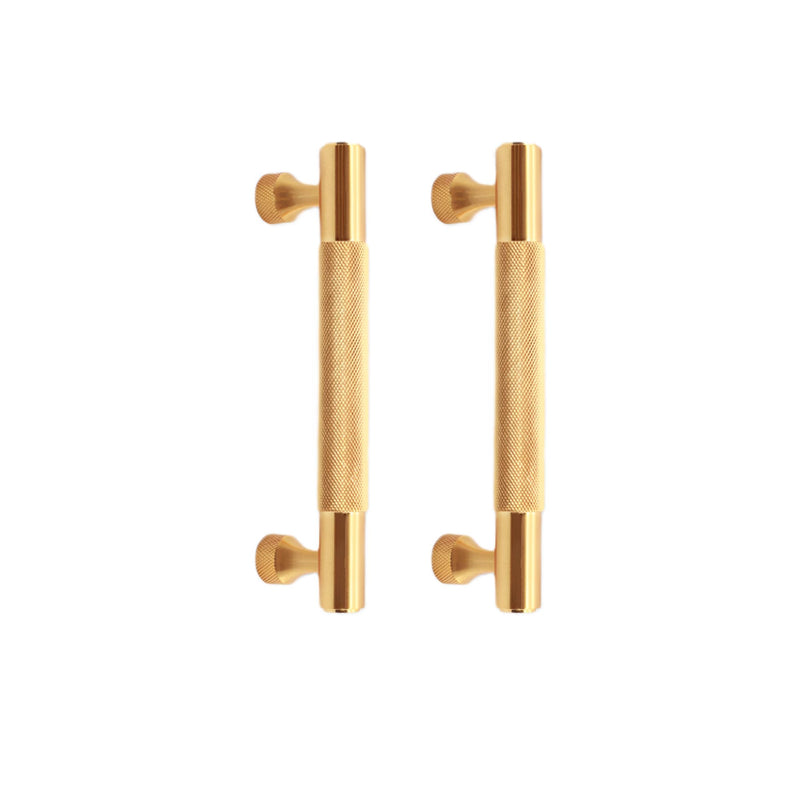Infinity Decor Pair of Satin Brass Knurled Cabinet Drawer T Bar Pull Handle - 160mm Ideal for Kitchen Cupboard, Wardrobes, Interior Furniture Doors