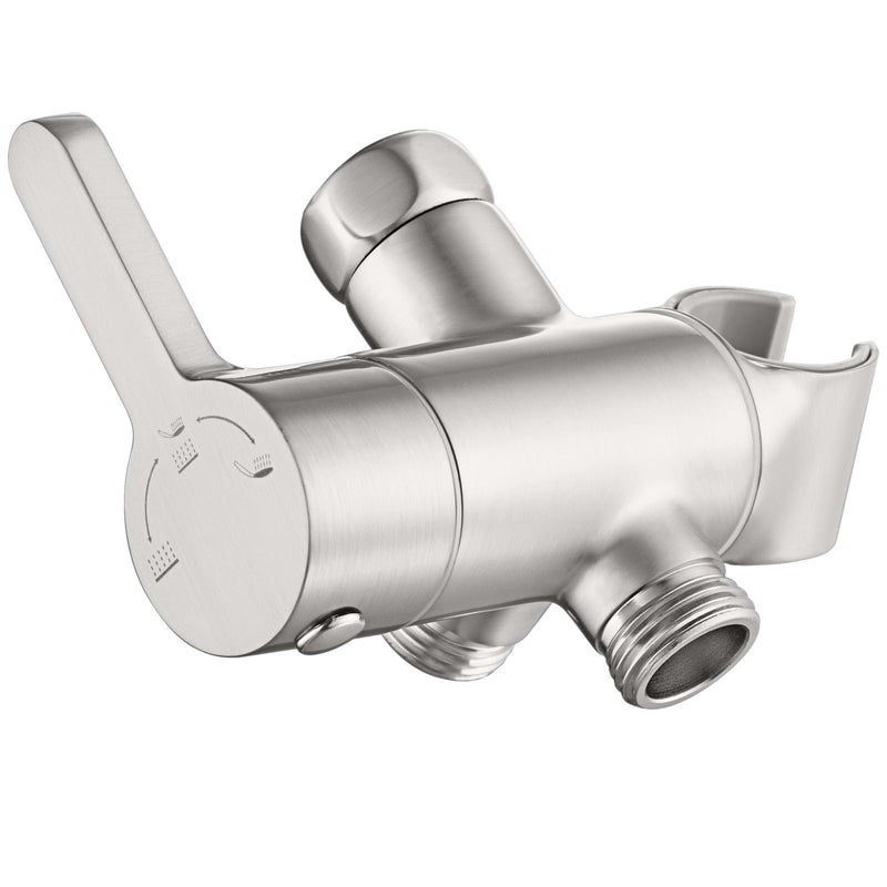 3 Way Shower Diverter Valve with Hand Shower Holder, G1/2 Shower Head Splitter, Shower Arm Diverter, Bathroom Universal Shower System Replacement Part (Brushed) Brushed