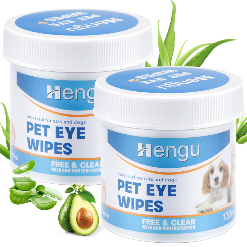 Dog Eye Wipes, 2 Pack Pet Eye Wipes for Dogs & Cats Tear Stain Remover Wipes, Hypoallergenic Soothing Cleansing Pet Wipes (130pcs x2) - PawsPlanet Australia