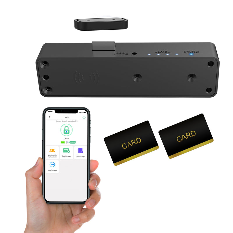 Cabinet Lock NFC RFID Card eLinkSmart Slim Hidden Drawer Lock for Child Safety Cupboard Door Liquor File Kitchen Pantry Furniture Double-Layer Drawer No Drilling Required Black Slim-Black
