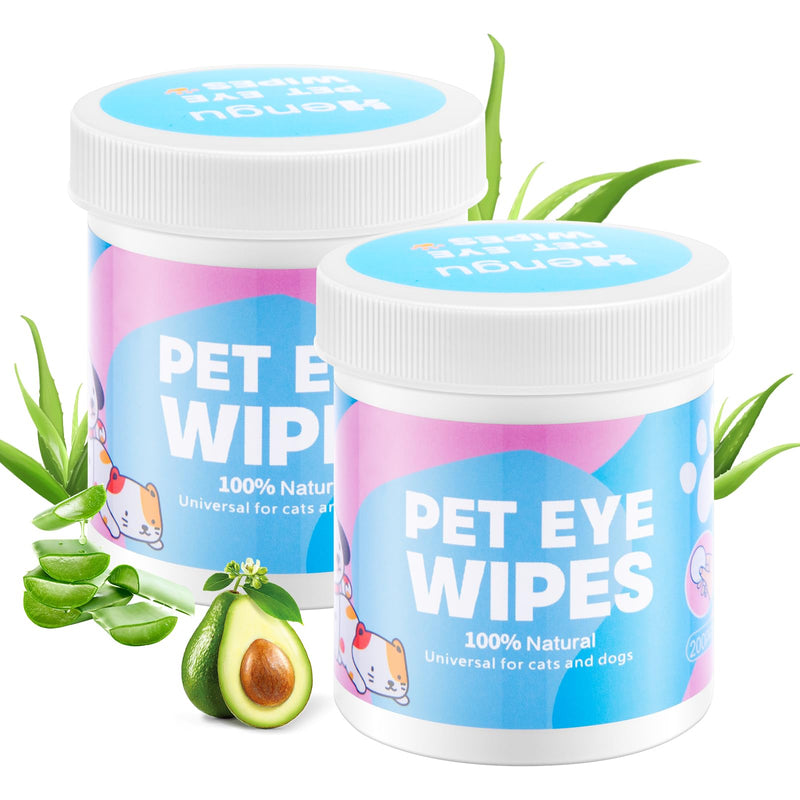 Dog Eye Wipes, Pet Eye Wipes for Dogs & Cats Tear Stain Remover Wipes, Hypoallergenic Soothing Cleansing Pet Wipes (200pcs x2) - PawsPlanet Australia