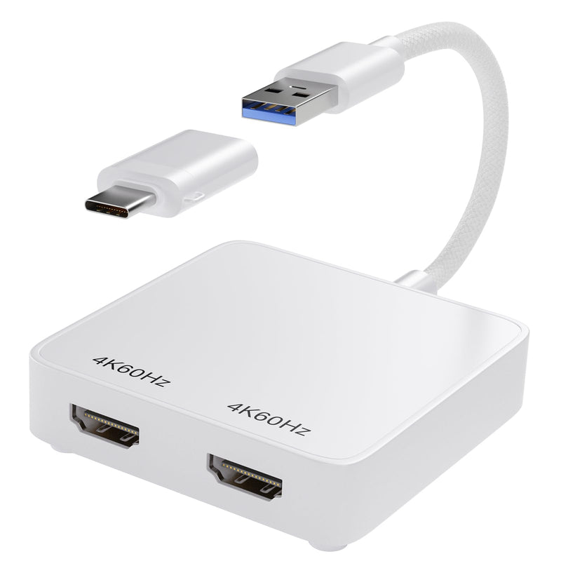 USB C to Dual HDMI Adapter 4K 60Hz - DisplayLink DL6950 Extend/Mirror to Dual Monitors for MacBook M1 M2 M3, Windows 11/10 PC, Android, Chrome OS - Thunderbolt & USB 3.0 A Compatible HDMI+HDMI