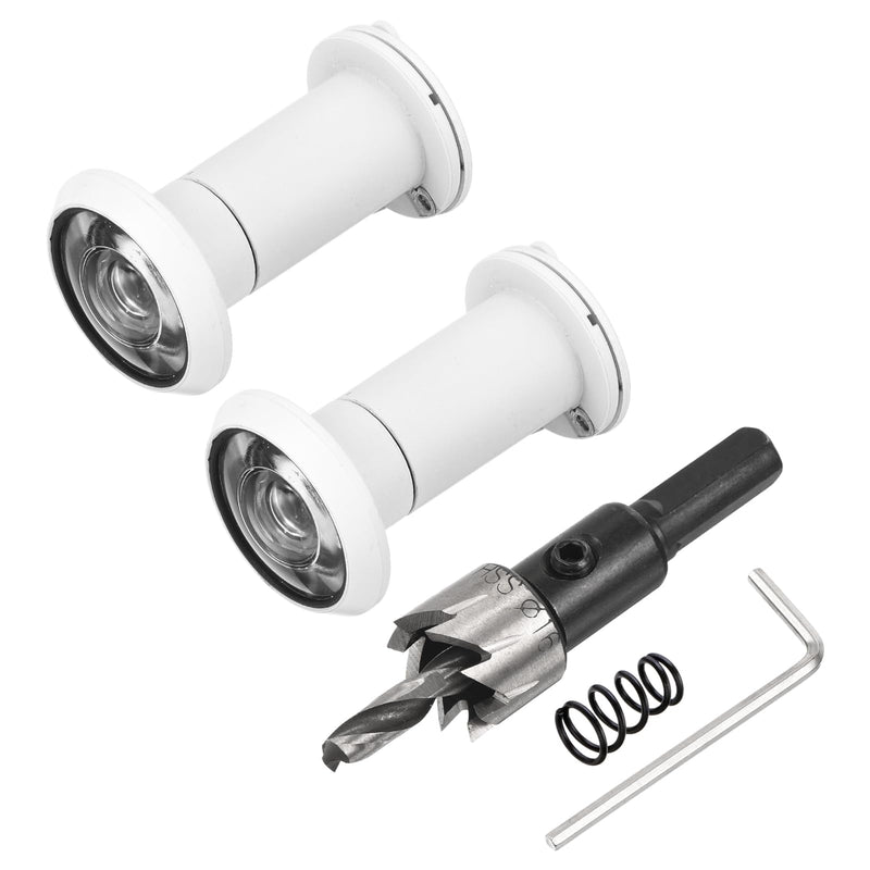 PATIKIL 5/8" Door Viewer Peephole, 2 Pcs Zinc Alloy Privacy Door Viewer with Privacy Cover, 180-Degree Fits 1-3/8" to 2-3/8" Door with 16mm/0.62" Drill Bit for Security, White 5/8",1-3/8"