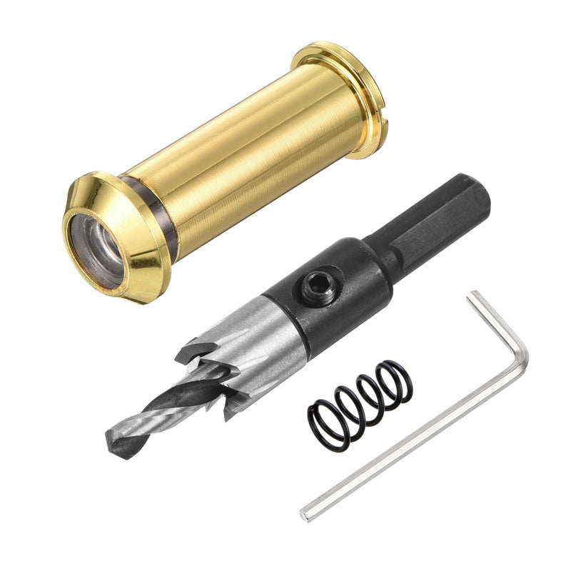 PATIKIL 1/2" Door Viewer Peephole, Zinc Alloy Privacy Door Viewer, 180-Degree Fits 1-3/8" to 2-3/8" Door with 12mm/0.47" Drill Bit for Security, Gold 1/2",1-3/8"