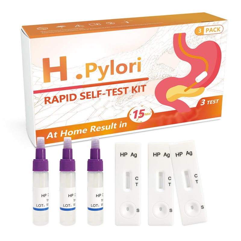H. Pylori Antigen Rapid Test 3 Tests/Pack - H-Pylori Stool (Antigen) Self-Test for Home Use, 99.9% Accurate, (Feces) Helicobacter Pylori Test Family Pack