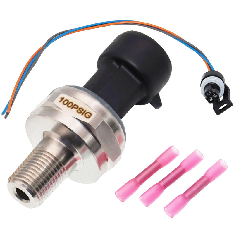 100 Psi Oil Fuel Pressure Sensor Transducer Sender with Harness Kit for Oil Air Fuel Gas Water 1/8" NPT Thread 316 Stainless Steel 0-100 Psi Oil Pressure Sensor Transmitter