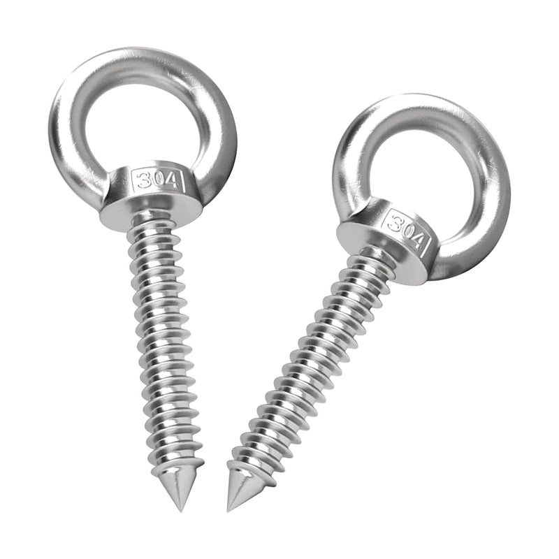 KIBBEH 4-Inch M10 Heavy Duty Eye Hooks, 304 Stainless Steel Self Tapping Eyelet Screw – 700LBS Load Capacity for Secure Hammock, Swing Chair, & Yoga Use (2 Pack)