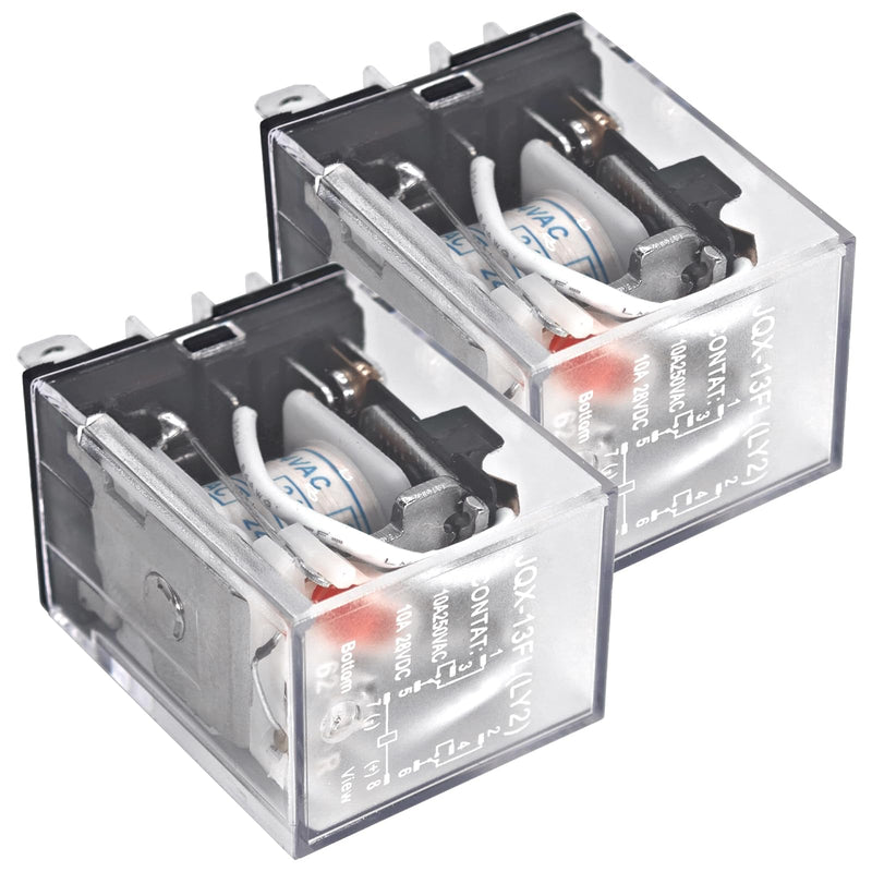 2PCS LY2-AC24 General Purpose Power Relay - DPDT 10A Contact Rating, 24VAC Rated Voltage, 46Ma at 60hz Rated Load Current - Reliable Electric Signal Control for Low Current Applications 2