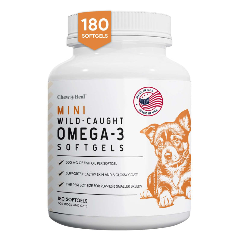 Wild Caught Omega 3 Fish Oil for Dogs - 300mg Softgel Capsules for Healthy Skin and Coat - 180 Dog Fish Oil Pills for Shedding, Dry Itching Skin, and Hot Spots - PawsPlanet Australia