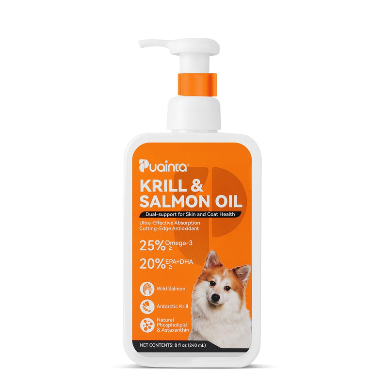Fish Oil for Dogs, Antarctic Krill & Wild Alaskan Salmon Oil, Omega-3 Fish Oil with EPA & DHA for Healthy Skin and Coat, Less Shedding, Itch Relief, Immune Supplement with Pump-8 oz, Liquid - PawsPlanet Australia