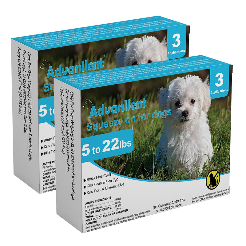 Flea and Tick Prevention for Dogs, Flea and Tick Treatment for Small Dog Puppy, Flea & Tick Control, 5-22 Pounds, 6 Doses small dog-6 Doses