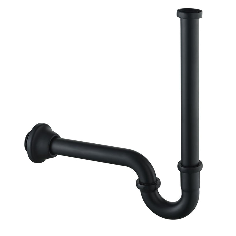 Brass P Trap U-Shape 1 1/4 inch Sink Drain Pipe with Slip Joint Extension Tub,12 inch Vertical Pipe length Adjustable Height Sink Waste Trap Drain Kit Matte Black,SE83555MB-L