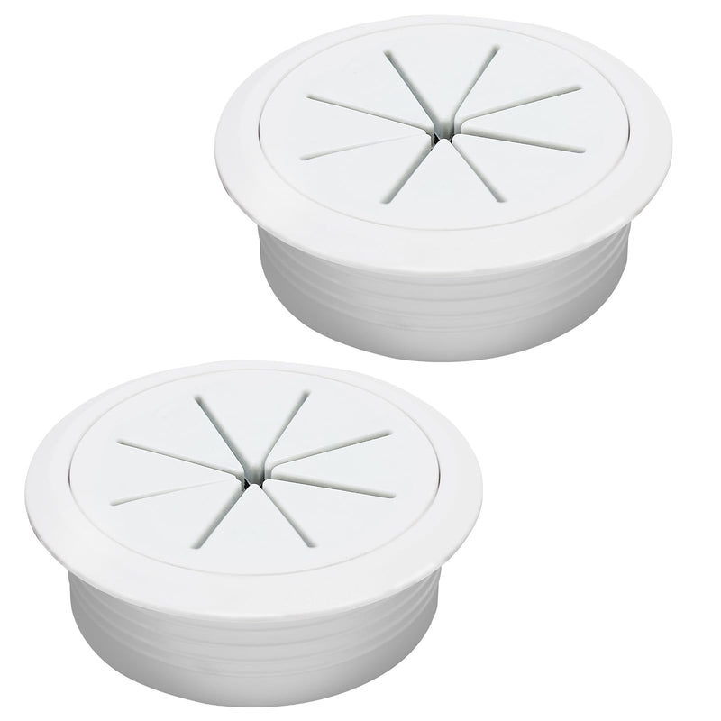 Desk Grommet 2" (50 mm), Desk Hole Cover for Cables White, Cable Grommet ABS Plastic, Desk Hole Grommet for Office and Home Table Cable, Detachable & Flexible Cable Cord Organizer-2 Pcs 2" (50 mm) 2 pcs White