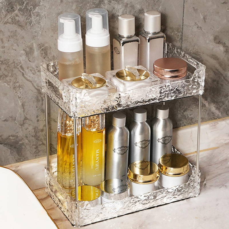 Bathroom Counter Organizer, Makeup Organizer, Perfume Organizer (Crystal Clear, 2-Tier) Crystal Clear