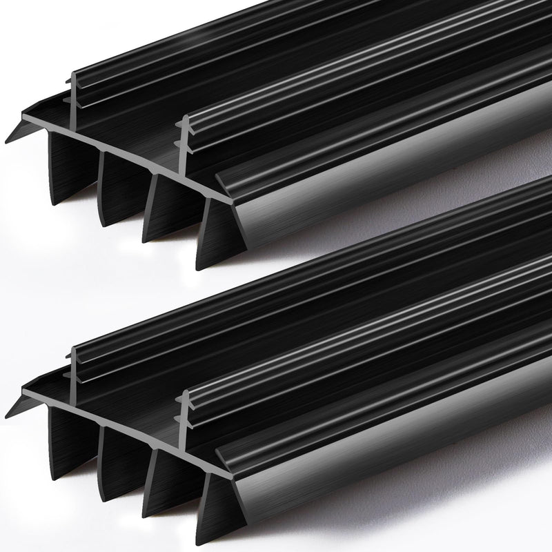 Replacement Door Bottom with Vinyl Fins 36" Long 1 3/4" Wide Threshold Seal Bottom of Door Weatherstrip Kerf Weather Stripping for 7/8" Between Barbs(Black,2 Pcs) 2 Black