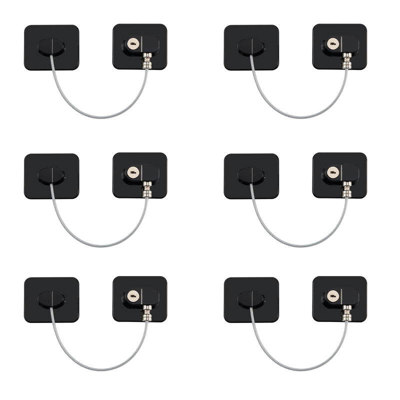 Refrigerator Lock, 6 Pack Fridge Locks with Thickened Wire Rope, Baby Proof Cabinet Locks with Keys, Safety Pantry Lock