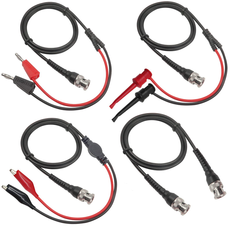 BNC Test Leads Kit, BNC Male to Dual Alligator Clip Test Leads, BNC Male to Dual Test Hook, BNC Male to Dual Stackable Banana Plug Cable Wires, BNC to BNC Coaxial Cable