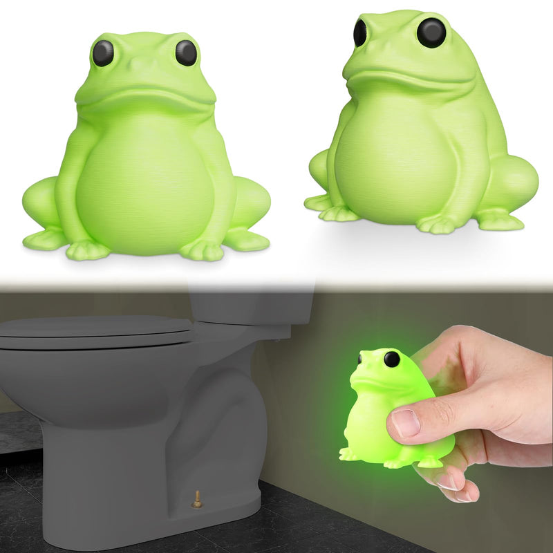 Toilet Bolt Caps Decorative Glow in The Dark- 2PCs Frog Toilet Bowl Bolt Covers Luminous Green PLA Cute Bathroom Decor Accessories Rust Prevention
