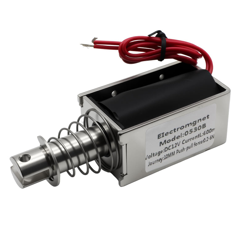 DC12V 600mA Push Pull Solenoid, 6N, 10mm Linear Solenoid, Open Frame Type Solenoid Electromagnet, Solenoid Actuator in Automatic Switch Control 0530B-12V