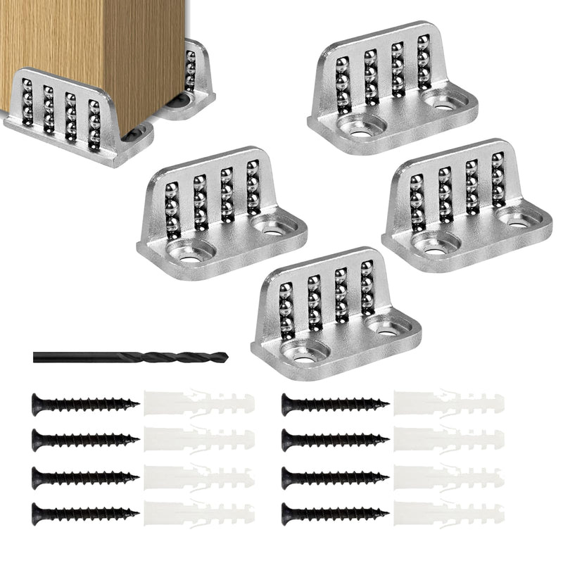 4 Barn Door Floor Guide Bearing Design, Sliding Barn Door Floor Guide Adjustable Rollers at The Bottom Strong and Durable Steel Frame 4 Pack